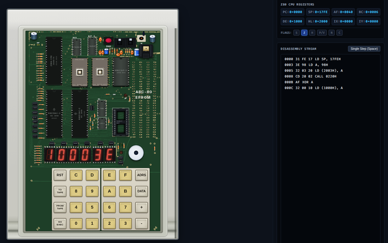 ABC-80 Microcomputer Emulator & Web Front Panel